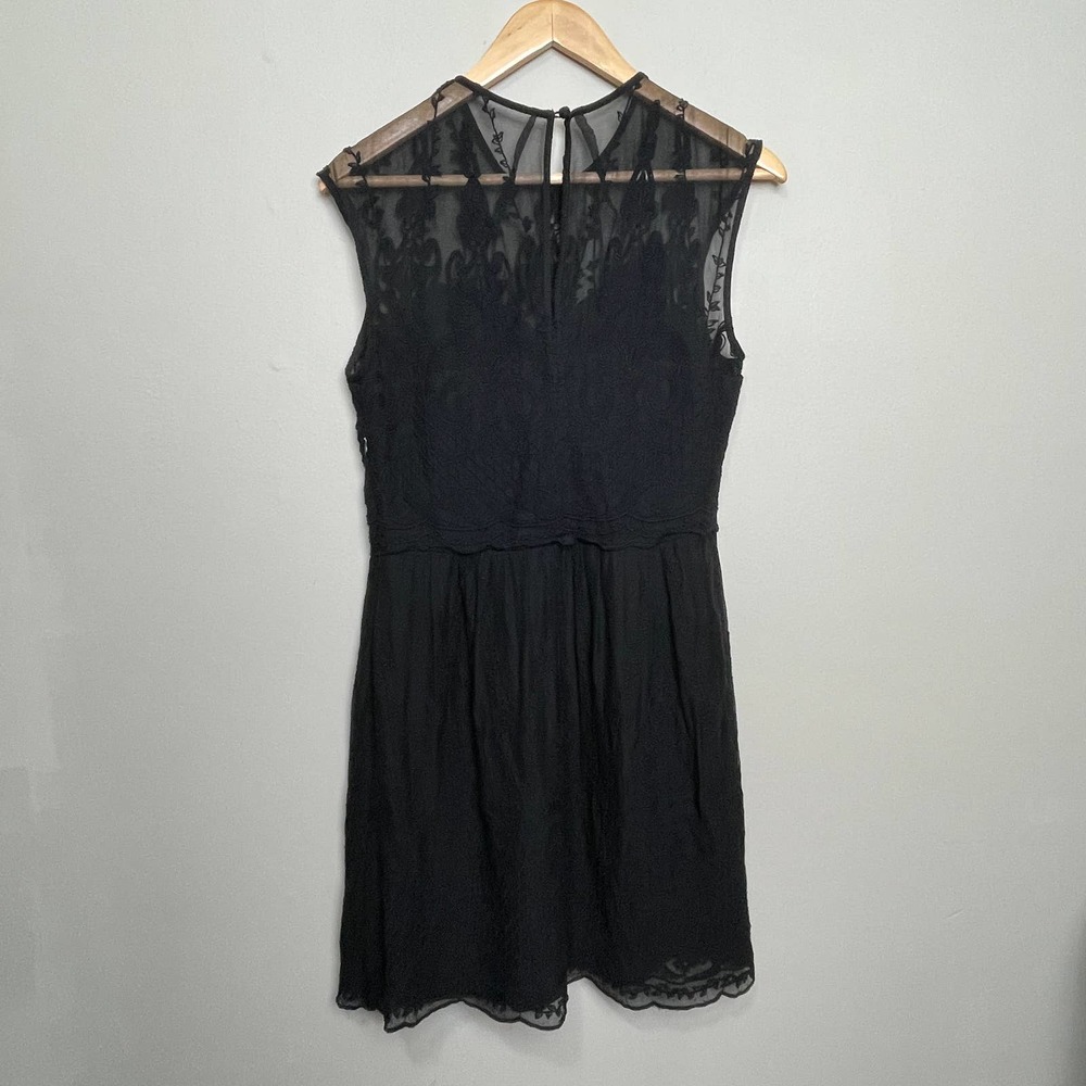 Dolce Vita Beautiful Silk Lace Sleeveless Crew Neck Embroidered Dress Black L - Picture 2 of 13